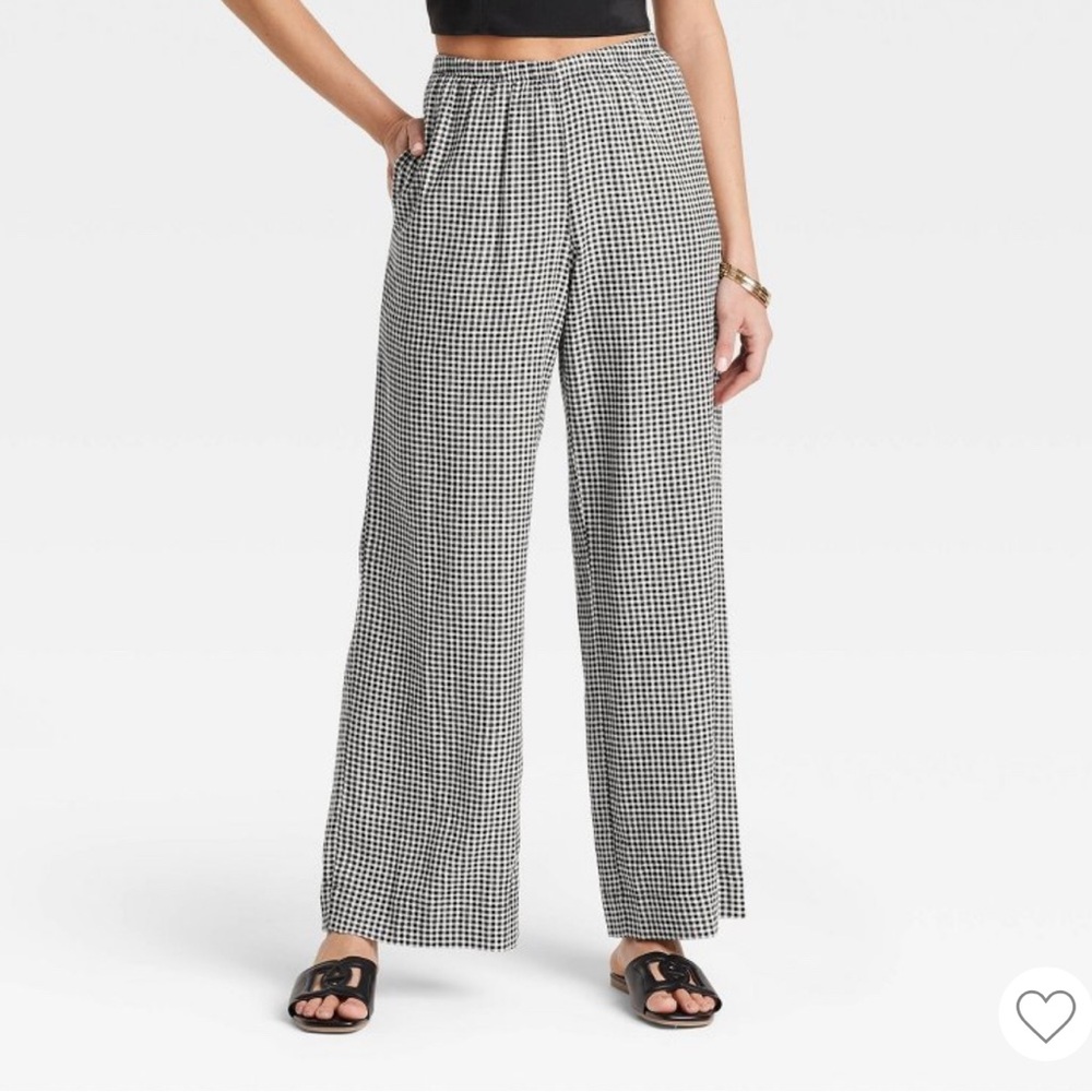 Women's Black and White Wide Leg Pants